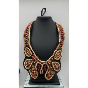 RARE Vintage Wooden Carving Ukrainian Necklace jewelry Folk culture Hutsul